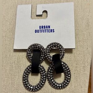 Urban‎ Outfitters Black and Silver Double Hoop Earrings